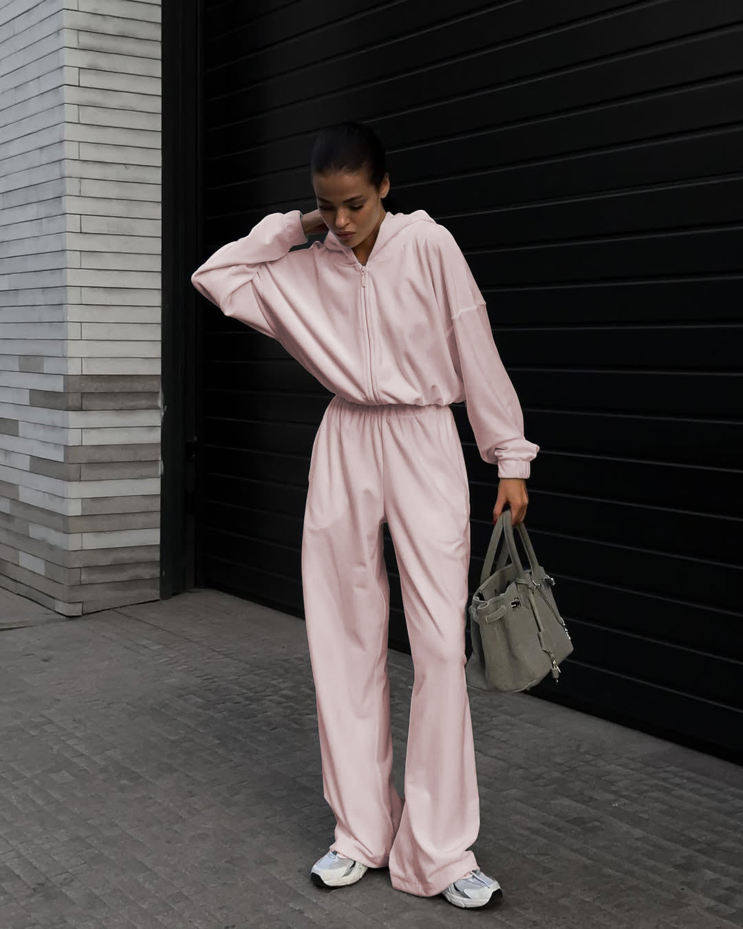 Damen stylischer Kapuzenoverall aus weichem Material mit bequemen Bündchen Drune