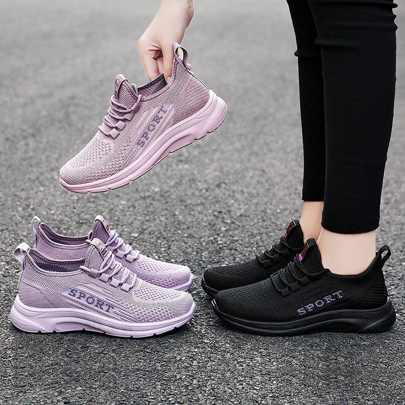 Damen nan atmungsaktive Strick-Sport-Sneaker mit elastischem Einstieg, gepolsterter Innensohle und flexibler EVA-Dämpfung Drune