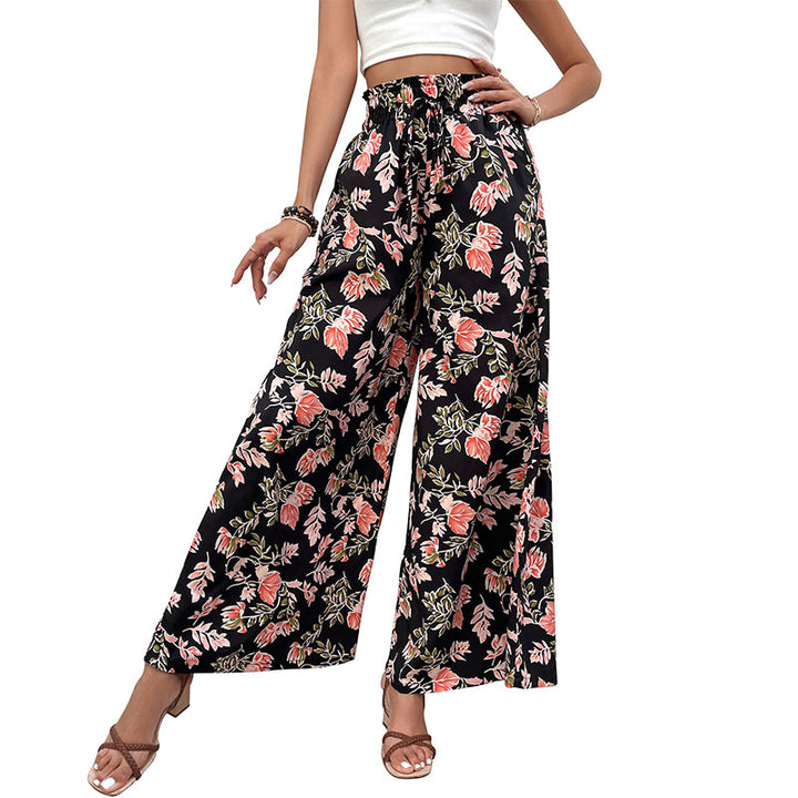 Damen Palazzo-Hosen mit floralem Muster und elastischem Bund Drune