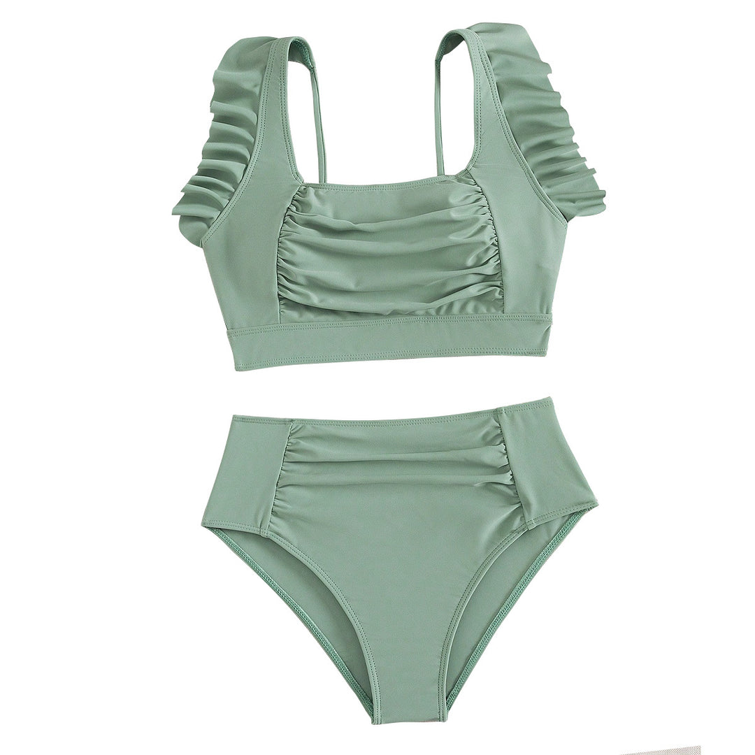 Damen Hochtaillierter Bikini mit Rüschendetails Drune