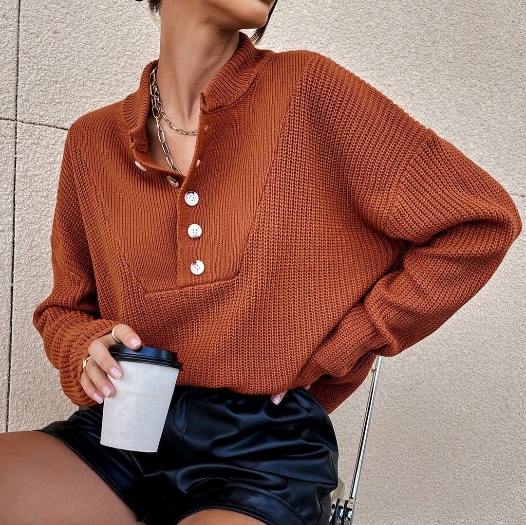 Damen Strickpullover mit Knopfleiste und strukturiertem Design Drune