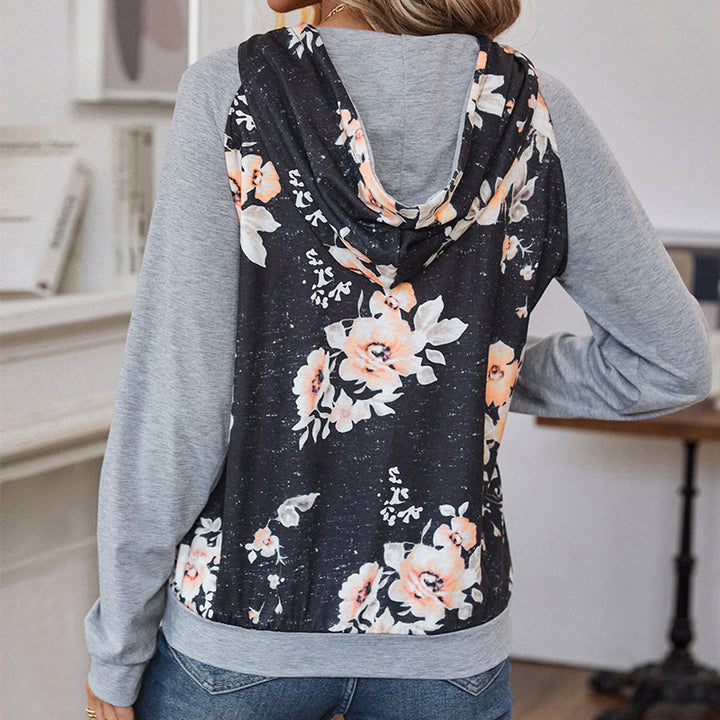 Damen Kapuzenpullover mit floralem Print und lässigem Schnitt Drune