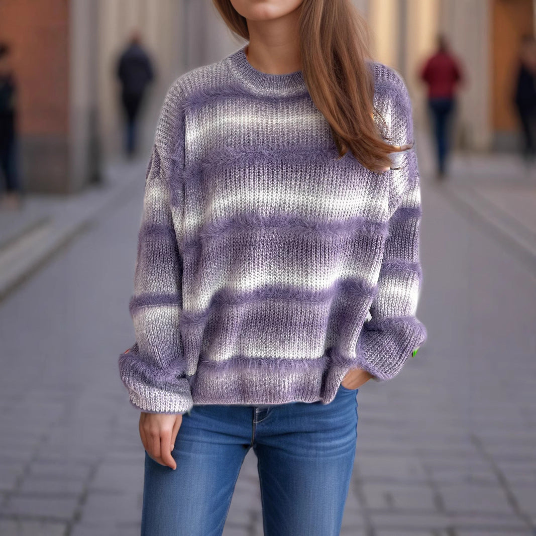 Damen kuscheliger Strickpullover mit Flair Drune