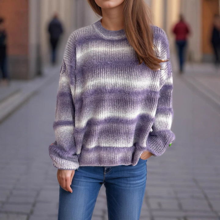 Damen kuscheliger Strickpullover mit Flair Drune