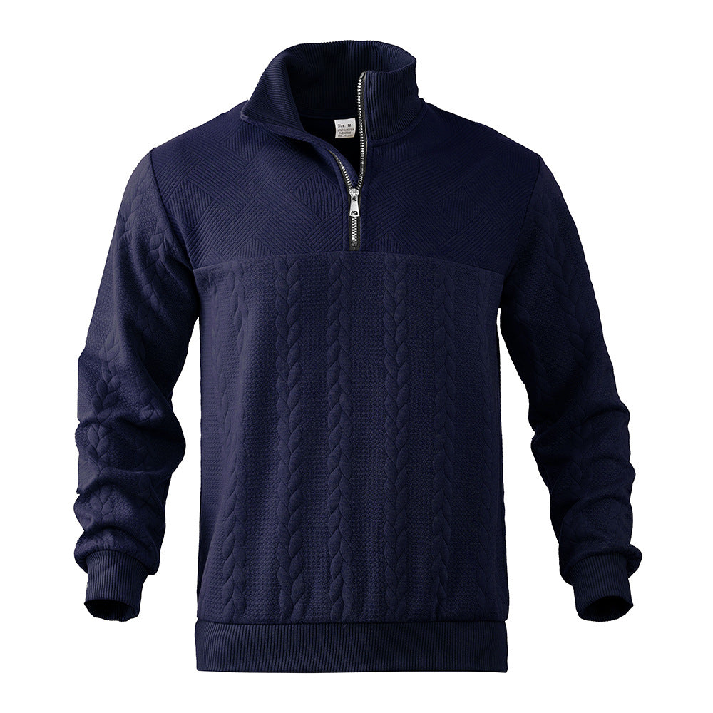Herren Pullover mit strukturierter Optik und hohem Kragen Drune