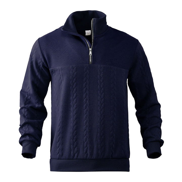 Herren Pullover mit strukturierter Optik und hohem Kragen Drune