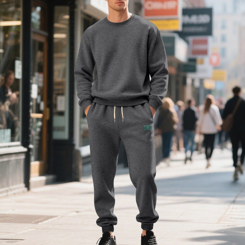 Herren lässiger Sweat-Anzug mit elastischem Bund und Kängurutaschen Drune