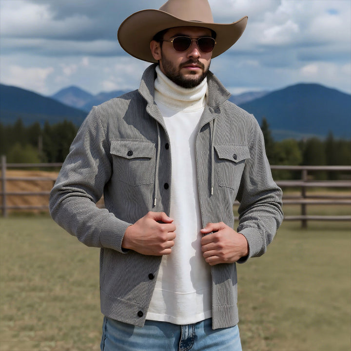 Herren lässige Strickjacke mit praktischen Brusttaschen und modernem Stehkragen Drune