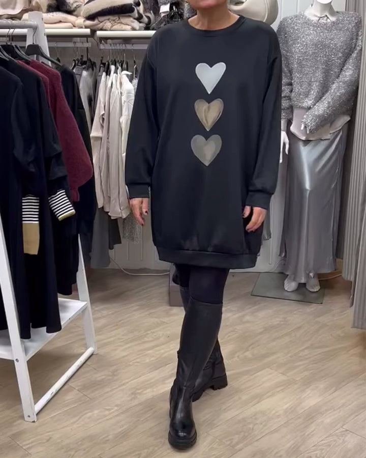 Damen Kapuzenshirt mit Herzmotiven und lockerer Passform Drune