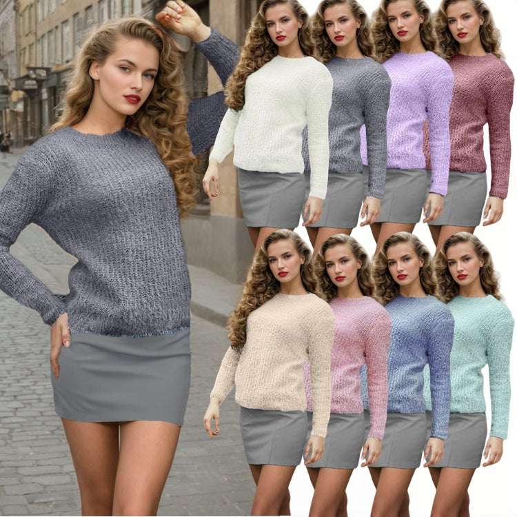 Damen trendiger Pullover mit strukturierter Strickoberfläche und lockerer Passform Drune