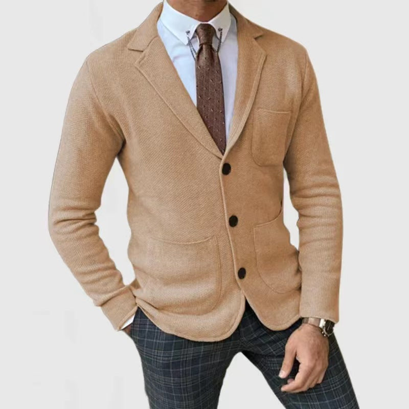 Herren Strickblazerjacke mit hohen Taschen und eleganter Knopfleiste Drune