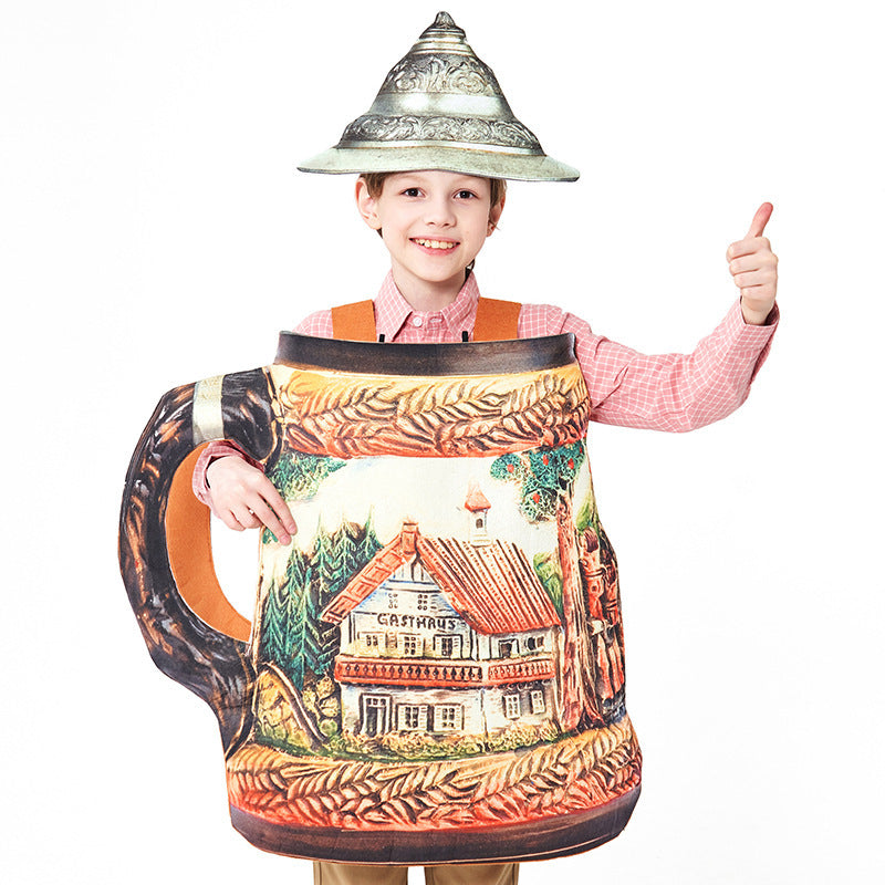 Unisex nan traditioneller keramischer Bierkrug mit Zinndeckel und handbemaltem Reliefmotiv Drune