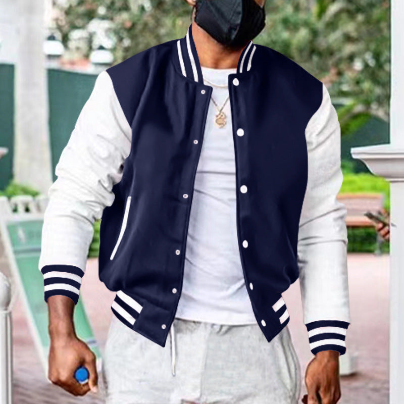 Herren nan klassische Collegejacke im Baseballstil mit kontrastärmeln und Rippbündchen Drune