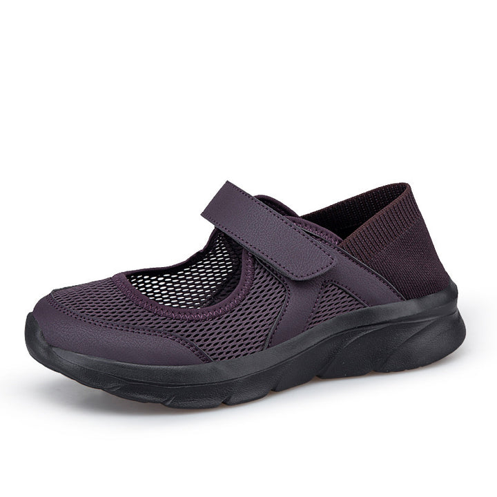 Damen nan Komfort-Riemchen-Sneaker mit Klettverschluss nahtlosem Strickschaft und dämpfender Leichtsohle Drune