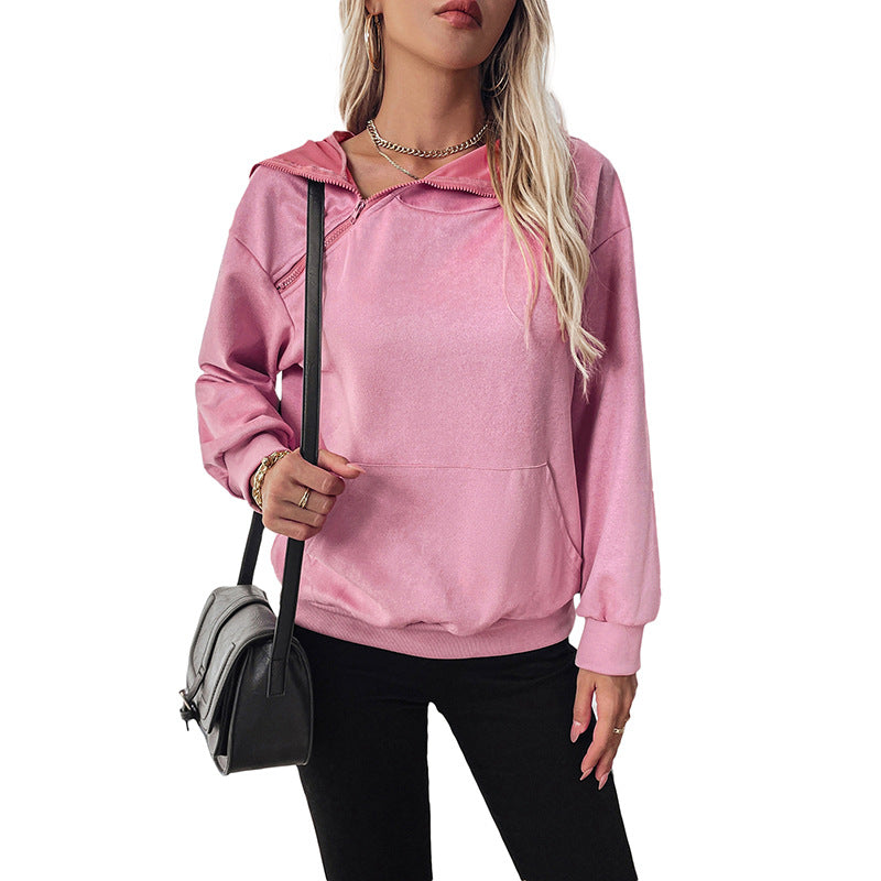 Damen lässiger Kapuzenpullover mit asymmetrischem Schnitt Drune