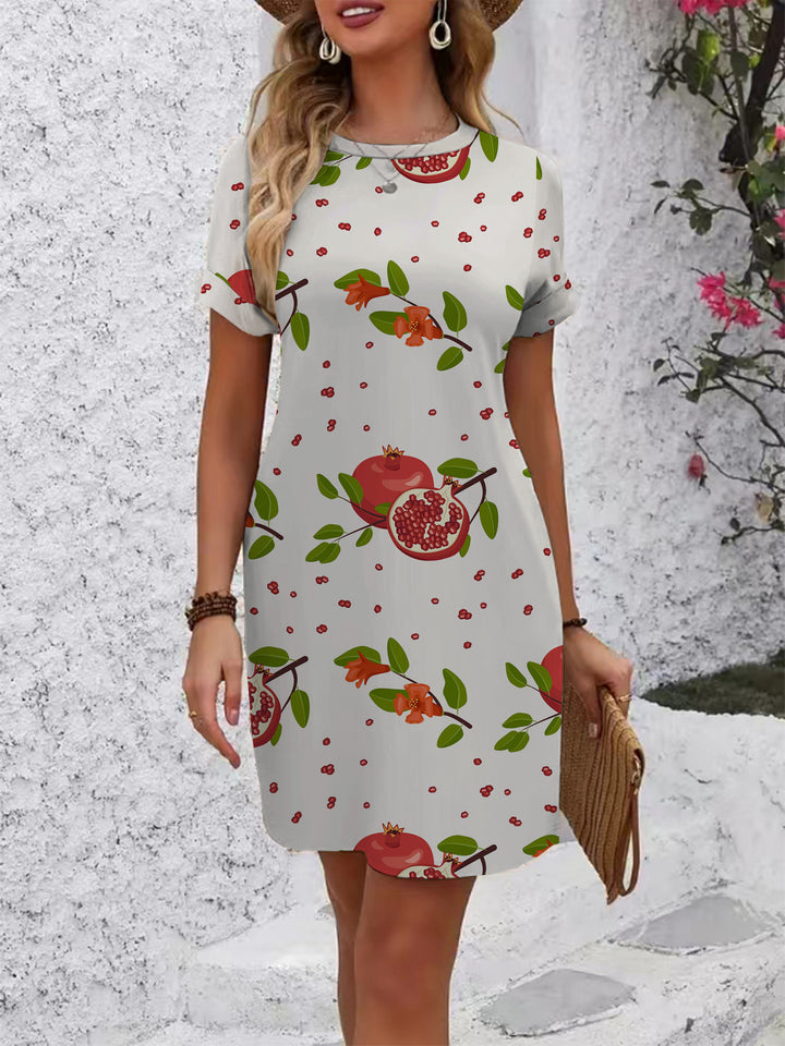 Damen lässiges Kurzarmkleid mit modernem Hahnentrittmuster und bequemer Passform Drune