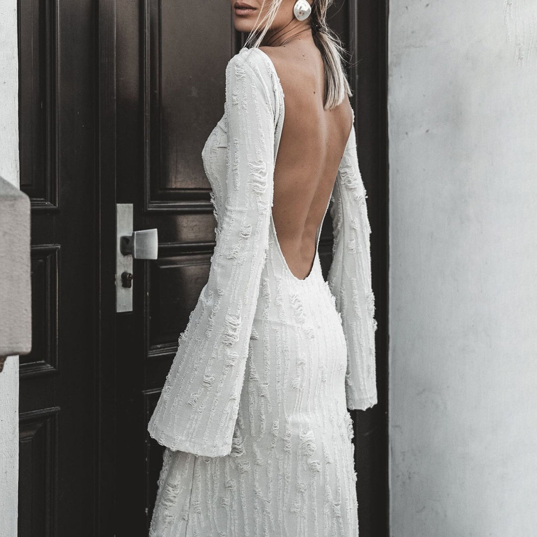 Damen Elegantes Maxikleid mit raffinierten Rüschen- und Ärmeldetails Drune