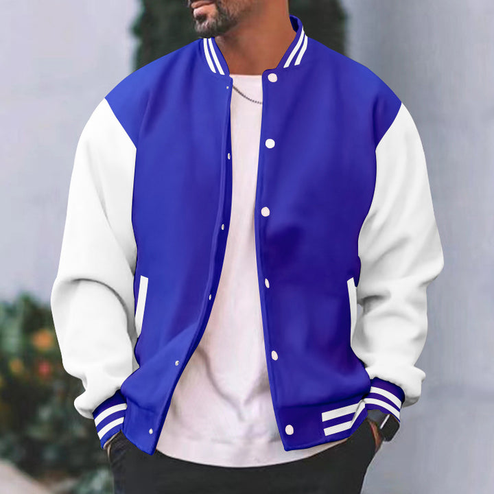 Herren sportliche Collegejacke mit traditionellem Schnitt und kontrastierenden Ärmeln Drune