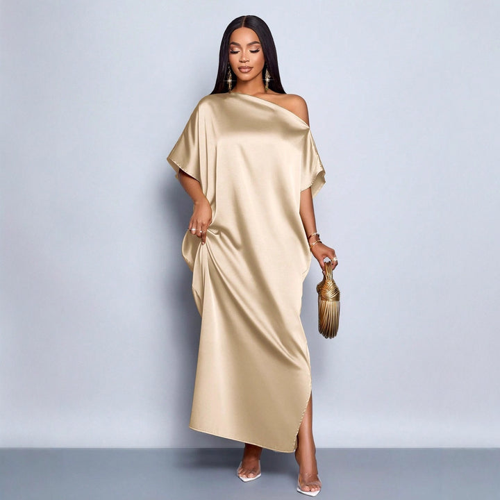 Damen Maxikleid mit asymmetrischem Schnitt und elegantem Fall Drune