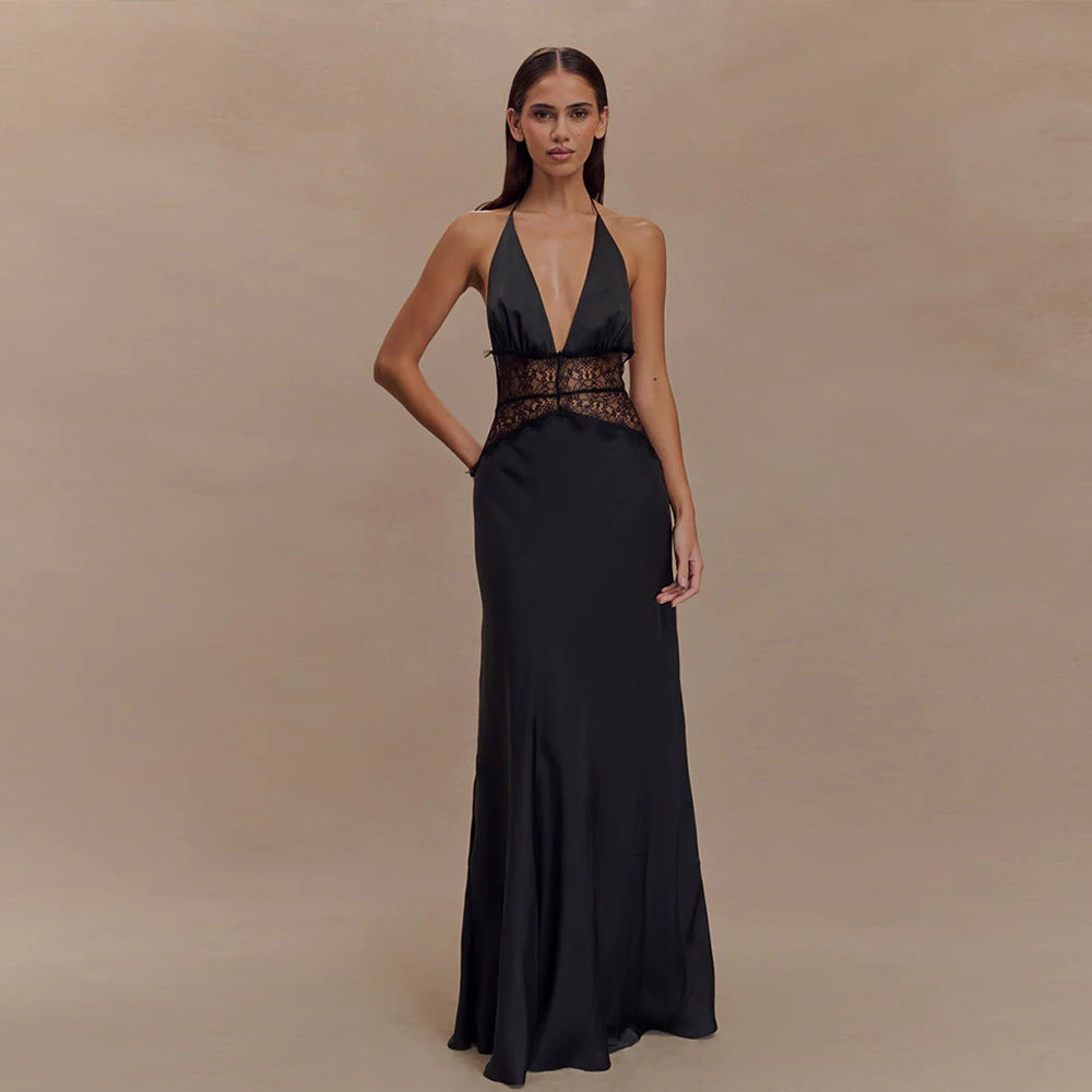 Damen Abendkleid mit Spitze und elegantem tiefem Ausschnitt Drune