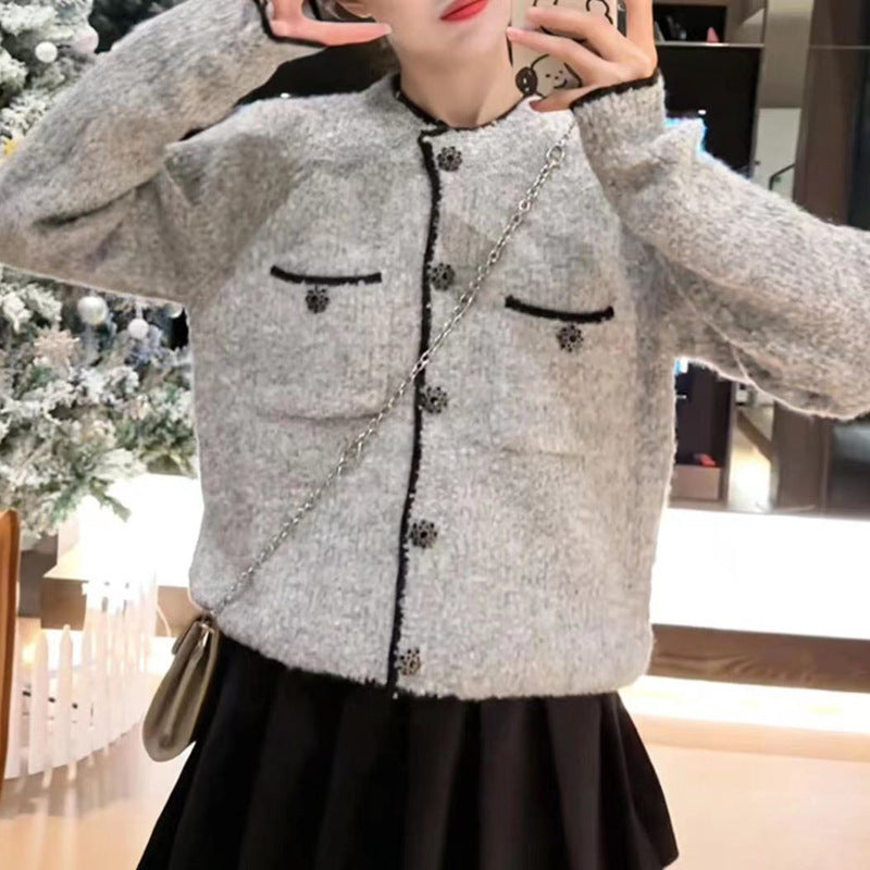 Damen Kuscheliger Cardigan mit stylischen Knopfdetails und aufgesetzten Taschen Drune