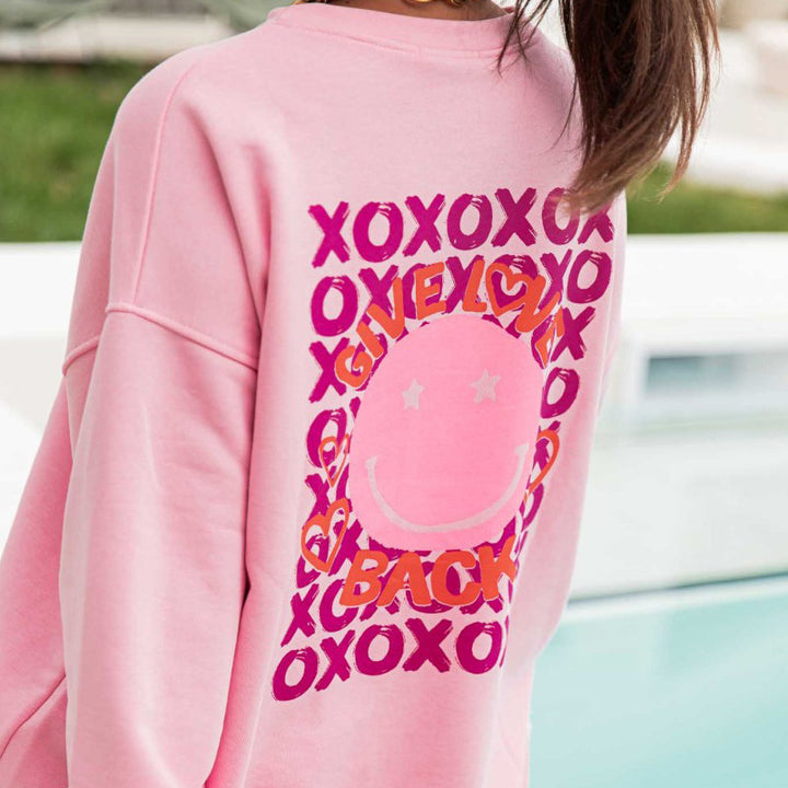 Damen lässiges Sweatshirt mit kreativem Motiv und weit geschnittenen Ärmeln Drune