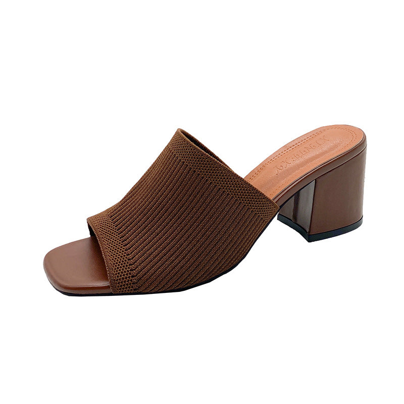 Damen Mules mit strukturiertem Obermaterial und stabilem Blockabsatz Drune