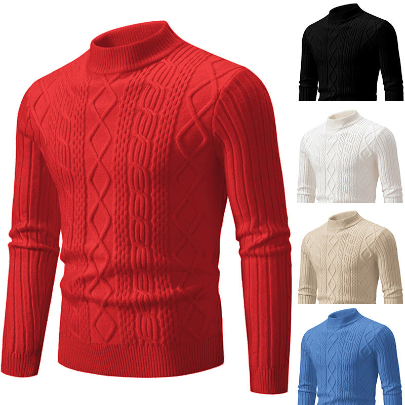 Herren Strickpullover mit hochgeschlossenem Kragen und Zopfmuster Drune