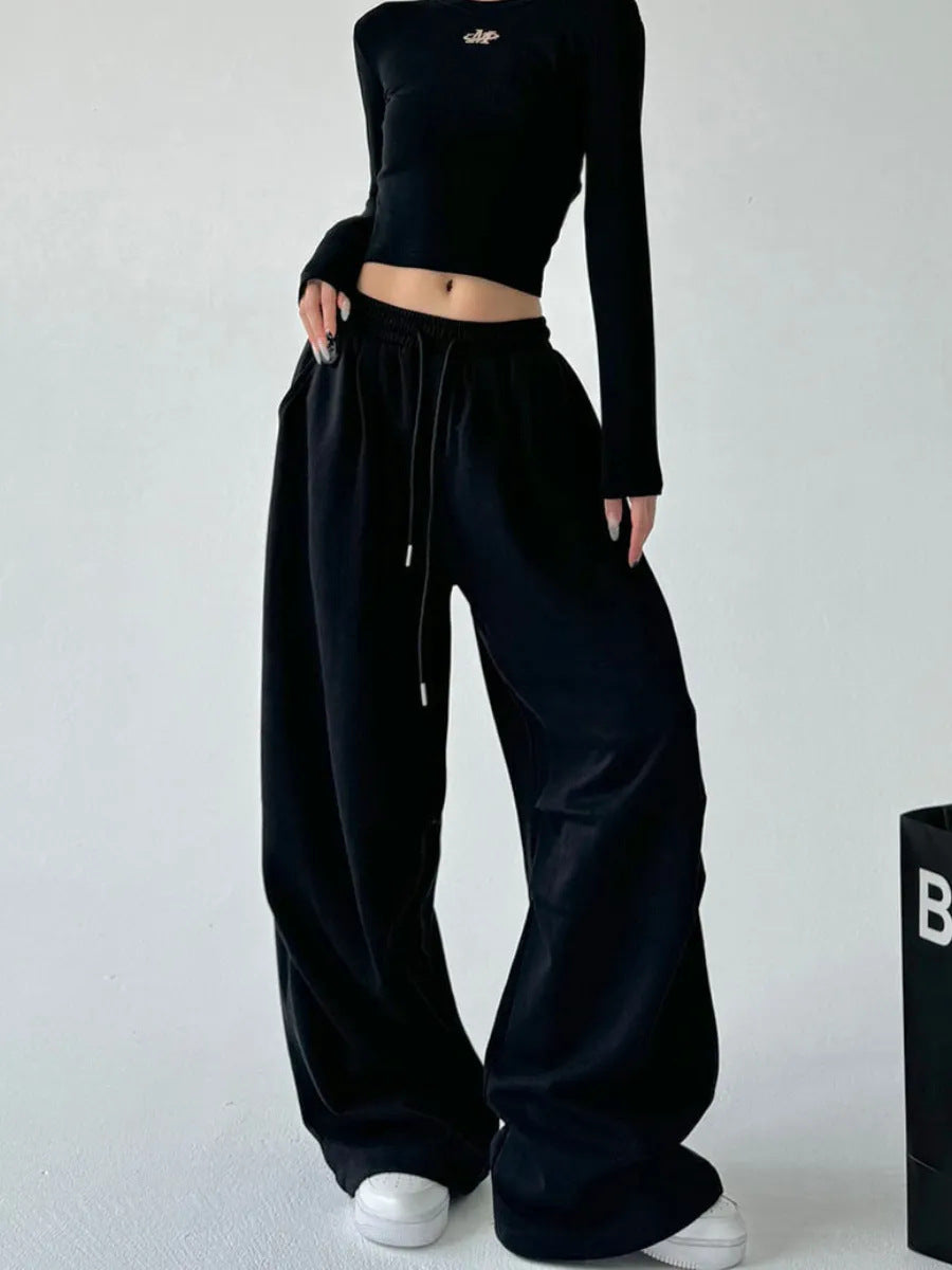 Damen Bequeme Weite Jogginghose mit elastischem Bund und seitlichen Taschen Drune