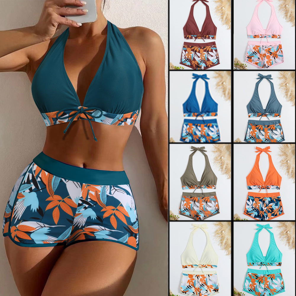 Damen Sportliches Bikini-Set mit verstellbarem Haltertop und Shorts Drune