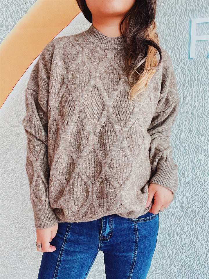 Damen Grobstrickpullover mit funkelndem Jacquard-Muster Drune