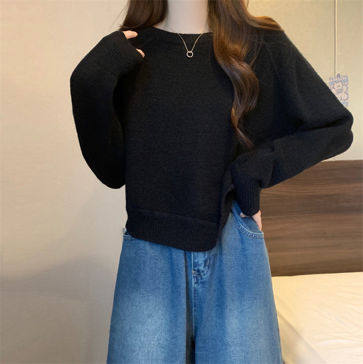Damen lässiger Strickpullover mit überschnittenen Schultern und feiner Struktur Drune