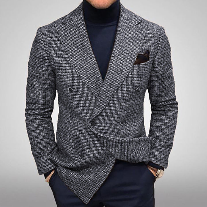 Herren eleganter Doppeltbreasted Blazer mit modernem Karomuster Drune