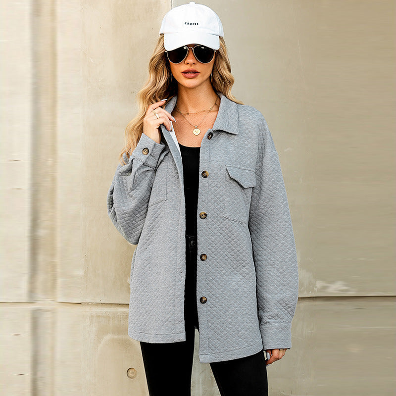 Damen lässige Jacke mit strukturiertem Design und praktischen Taschen Drune