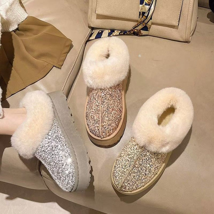 Damen Flauschige Glitzer Hausschuhe Drune
