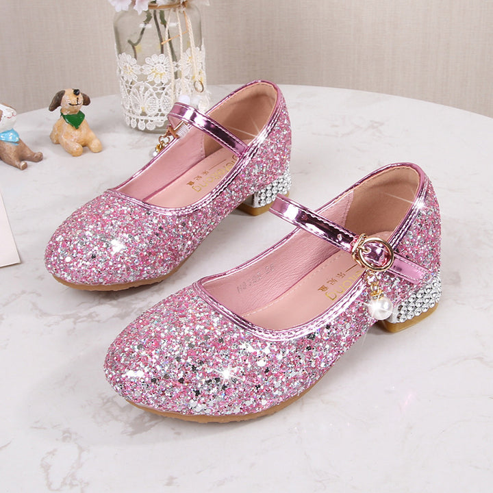 Mädchen Glitzernde Mary Jane Ballerinas mit dekorativer Schleifen- und Perlenverzierung Drune