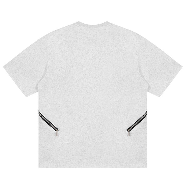 Unisex Designer T-Shirt mit seitlichen Reißverschlusstaschen Drune