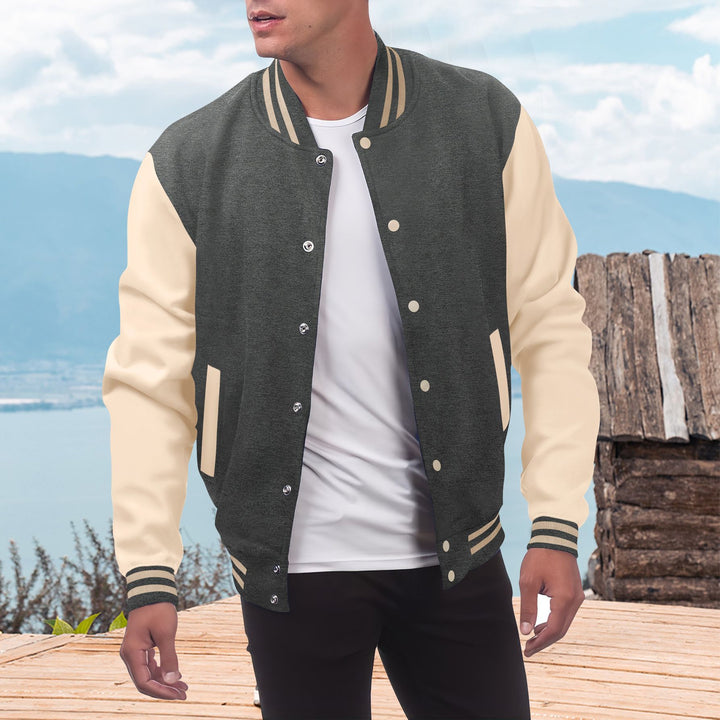 Herren sportliche Collegejacke mit kontrastierenden Ärmeln und hochwertigem Stoff Drune