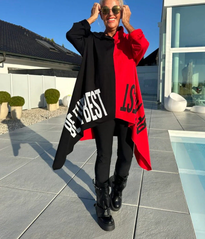 Damen Oversized Hoodie mit kontrastierenden Elementen Drune