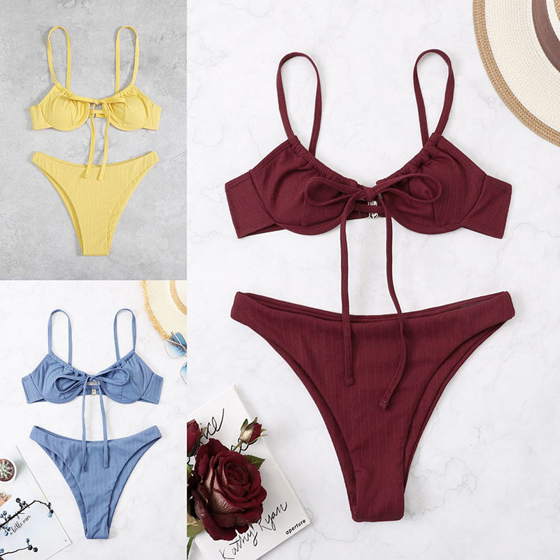 Damen Triangel-Bikini mit verstellbaren Trägern und raffinierten Rüschendetails Drune