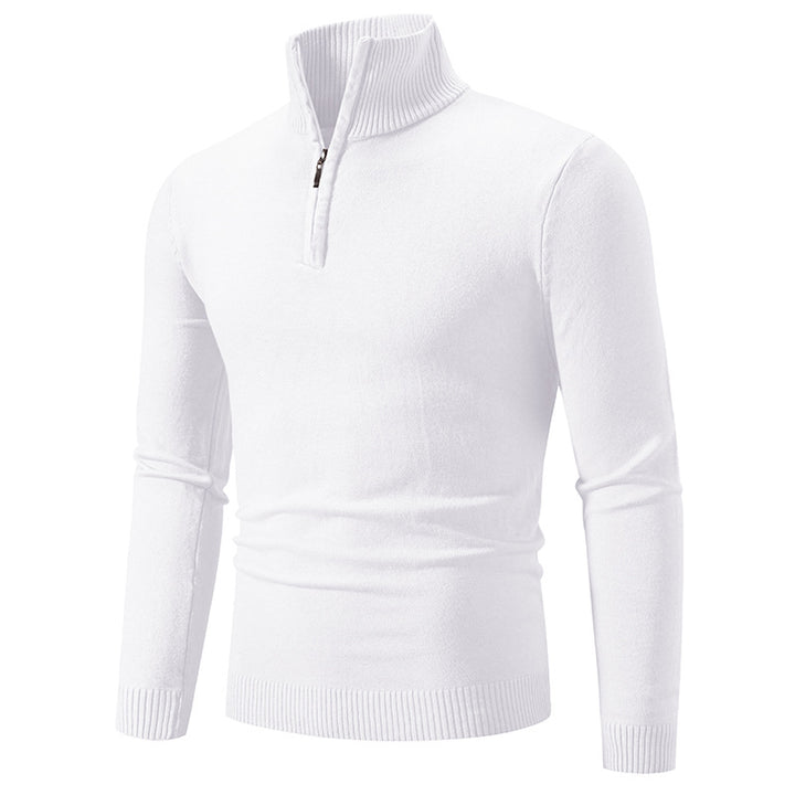 Herren nan Feinstrick-Halbzip-Pullover mit Rippen-Stehkragen und schmaler Passform Drune