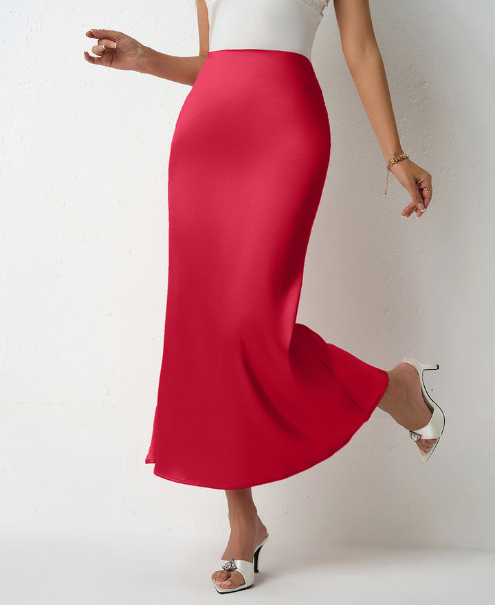 Damen Eleganter Maxirock mit fließendem Schnitt und hohem Bund Drune