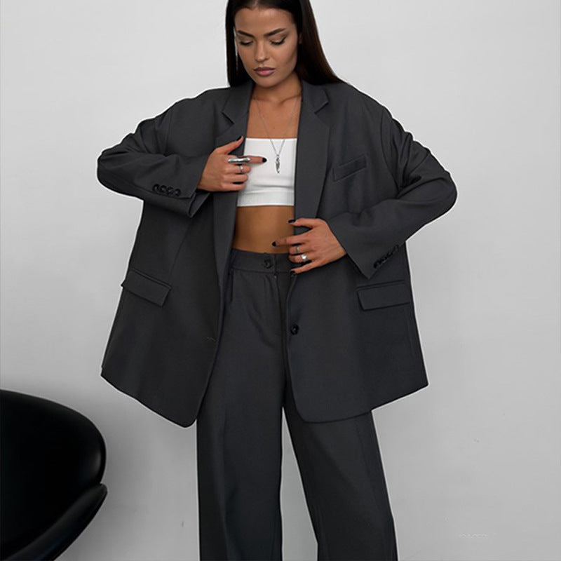 Damen elegantes Blazer-Set mit weitem Schnitt Drune