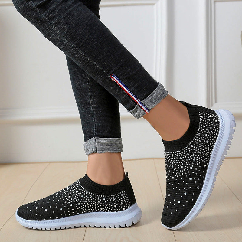Damen Glitzernde Slip-On Sneaker mit atmungsaktivem Obermaterial und rutschfester Sohle Drune