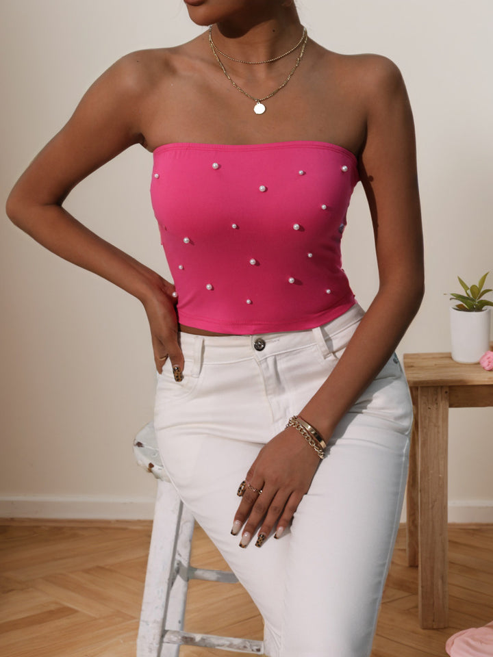 Damen Bandeau-Top mit eleganten Perlenapplikationen Drune