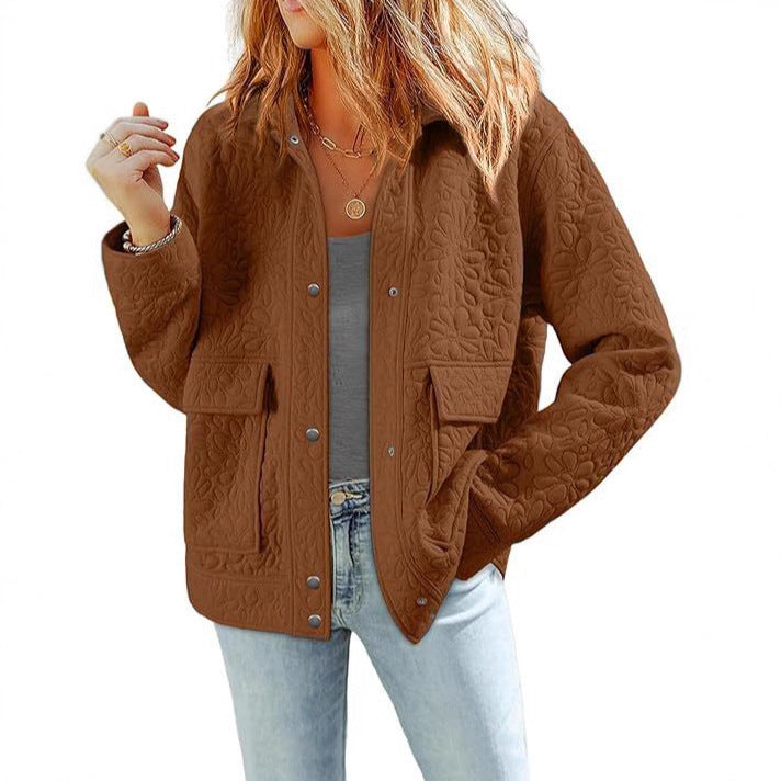Damen Steppjacke mit praktischen aufgesetzten Taschen und floralem Muster Drune