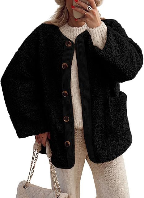 Damen kuschelige Teddyjacke mit farblich abgestimmtem Kragen Drune