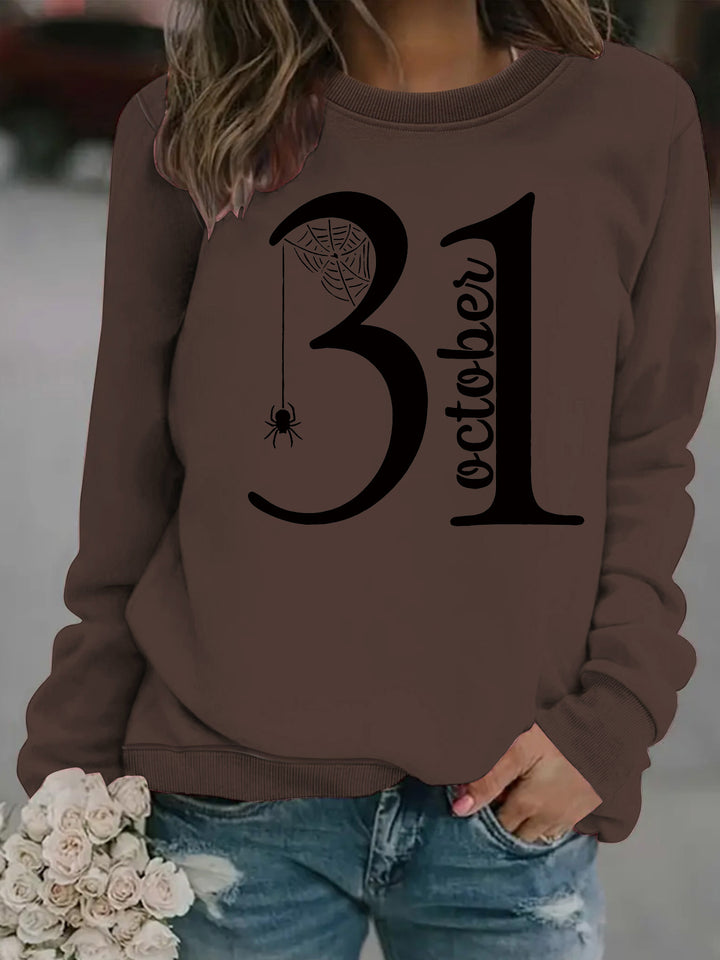 Damen Sweatshirt mit kreativem Halloween-Motiv und bequemer Passform Drune