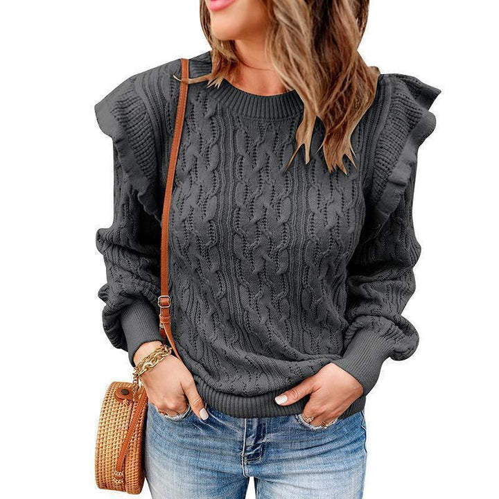 Damen Strickpullover mit Rüschendetails und strukturiertem Design Drune