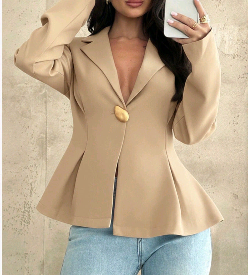Damen Peplum-Blazer mit ausgefallenen Knopfdetails Drune
